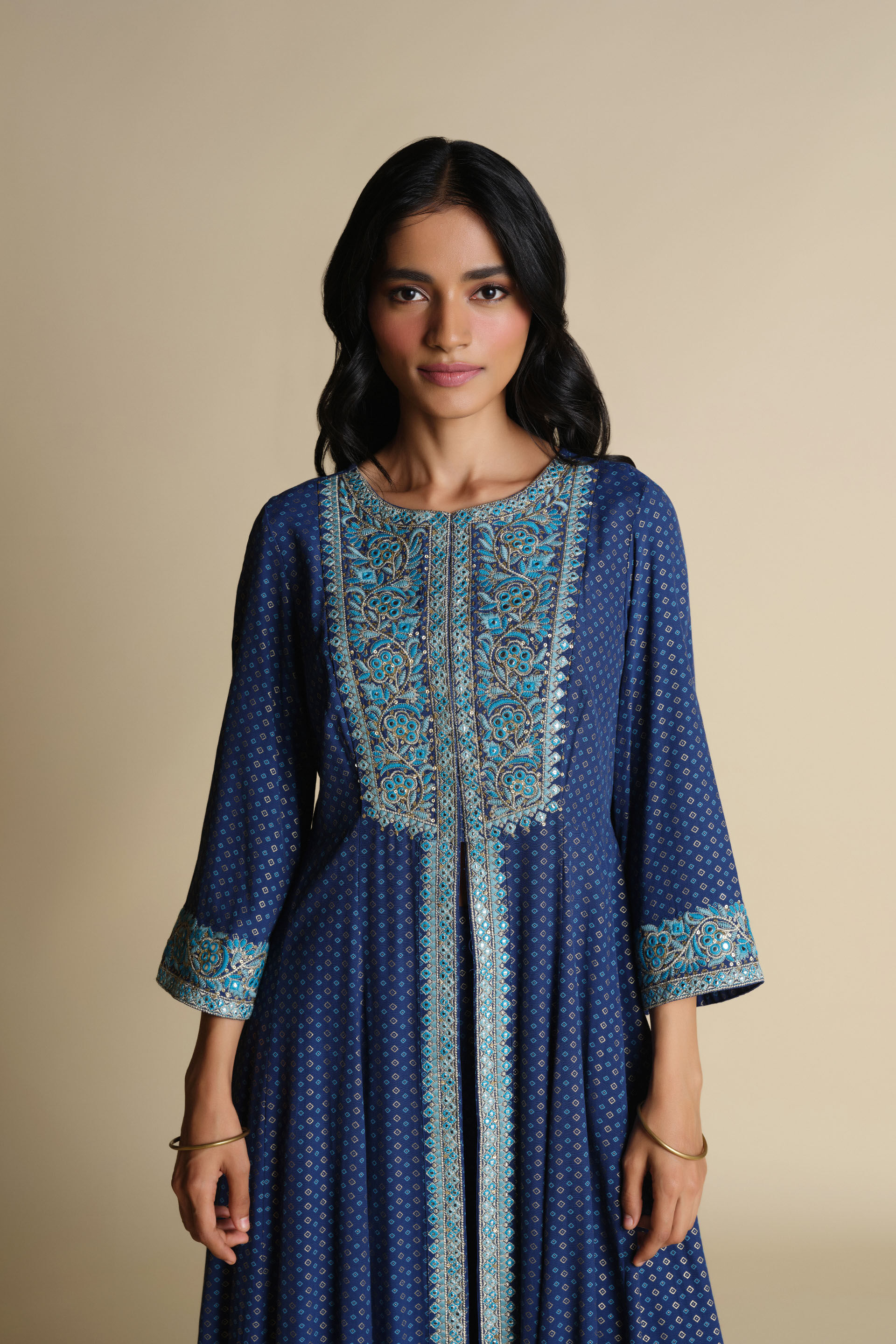 Megh Anarkali Set, Blue, image 4